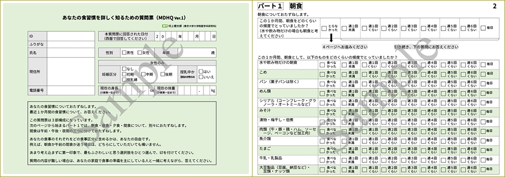 質問票サンプル画像